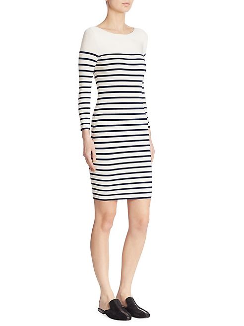 T by Alexander Wang - Striped Bracelet Sleeve Dress