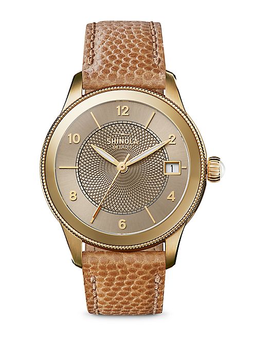 Shinola - The Gail PVD Gold & Leather Strap Watch