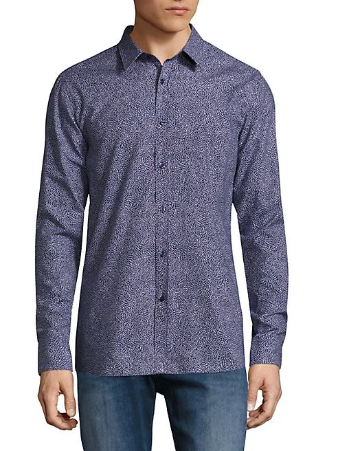 HUGO BOSS - Elisha Abstract-Print Slim-Fit Shirt