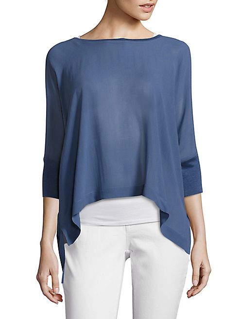 Eileen Fisher - Silk Georgette Handkerchief Hem Top