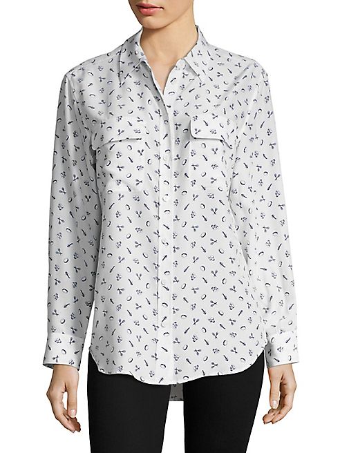 Equipment - Signature Instrument-Print Silk Shirt