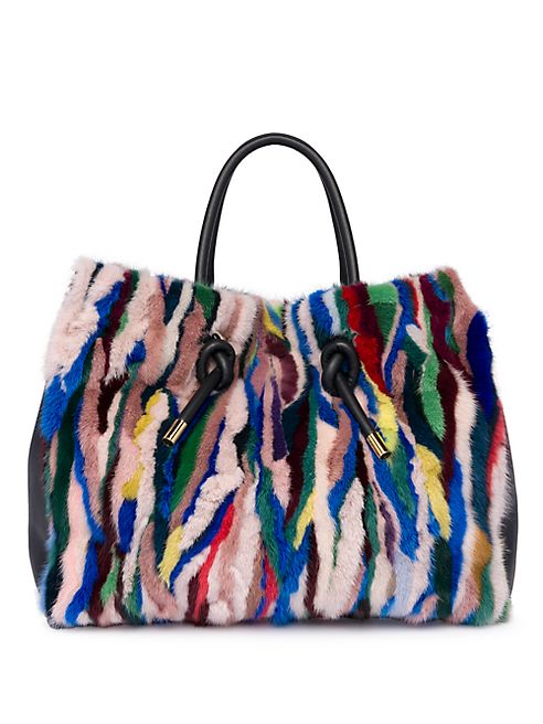 Marni - Leather & Mink Fur Shopping Bag