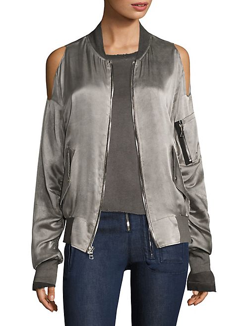 RtA - Jester Cold-Shoulder Silk Bomber Jacket