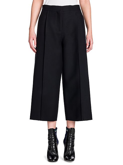 Fendi - Wool & Silk Gazar Pintuck Wide-Leg Trousers