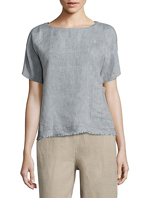 Eileen Fisher - Raw-Edge Organic Linen Top