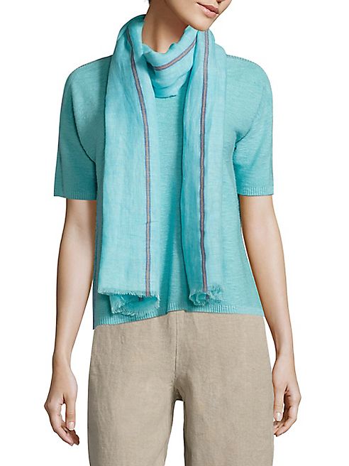 Eileen Fisher - Striped Linen-Blend Scarf