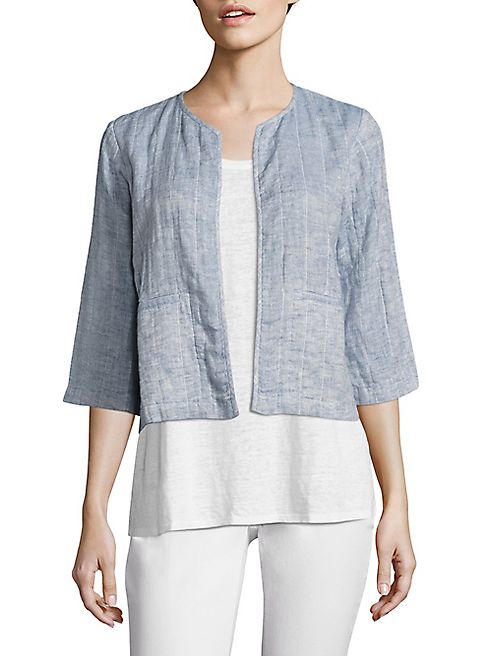 Eileen Fisher - Quilted Organic Cotton & Organic Linen Jacket