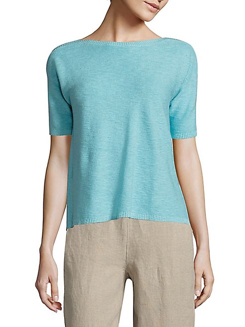 Eileen Fisher - Textured Organic Linen & Organic Cotton Box Top