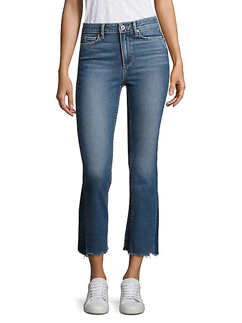 PAIGE - Colette Pieced Raw-Edge Cropped Flared Jeans