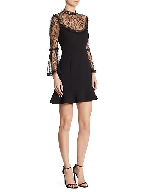 NICHOLAS - Lace Crepe Bodycon-Fit Mini Dress