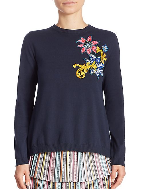 Mary Katrantzou - Embroidered Split-Back Sweater