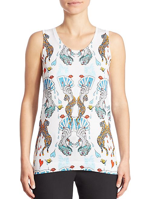 Mary Katrantzou - Spades Card-Print Knit Tank Top