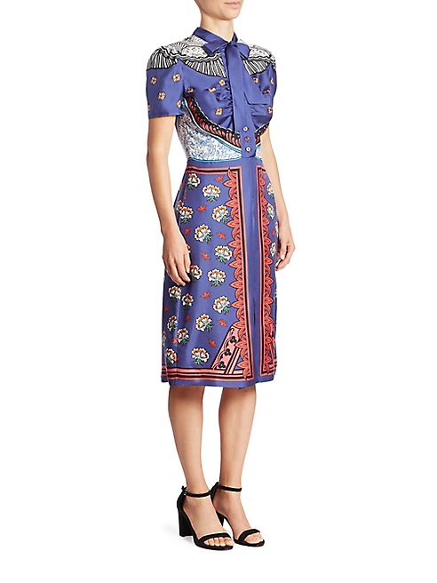 Mary Katrantzou - Printed Silk Tie-Neck Shirtdress