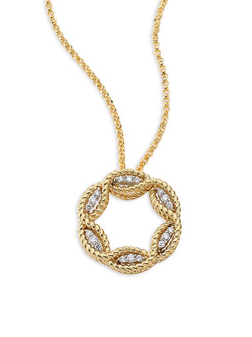 Roberto Coin - Barocco Diamond & 18K Yellow Gold Pendant Necklace