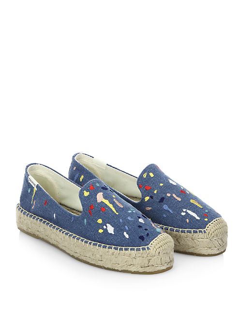 Soludos - Splatter Paint Denim Platform Espadrilles