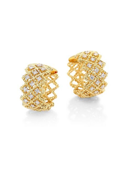 Roberto Coin - New Barocco Diamond & 18K Yellow Gold Hoop Earrings/