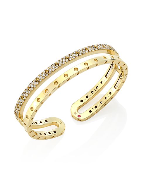 Roberto Coin - Symphony Pois Mois Diamond & 18K Yellow Gold Double Bangle