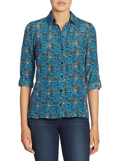 Alice + Olivia - Slim-Fit Floral Silk Top