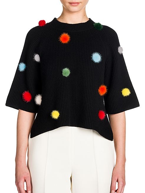 Fendi - Mink Fur Pom-Pom Cashmere Sweater