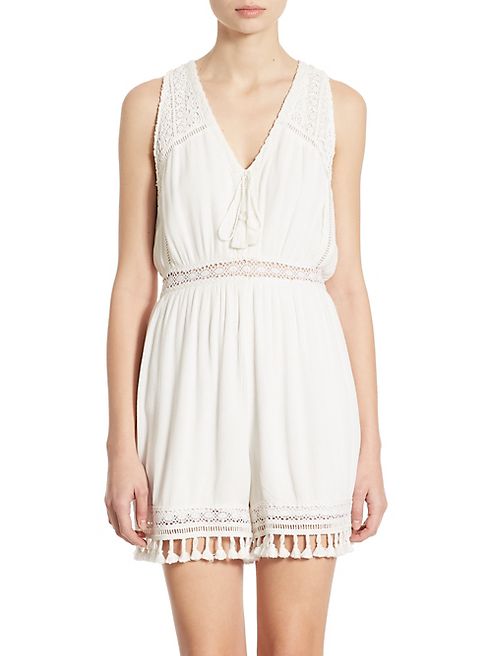 Alice + Olivia - Natalia Tassel Lace Inset Romper