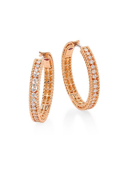 Roberto Coin - Symphony Diamond & 18K Rose Gold Hoop Earrings/0.75