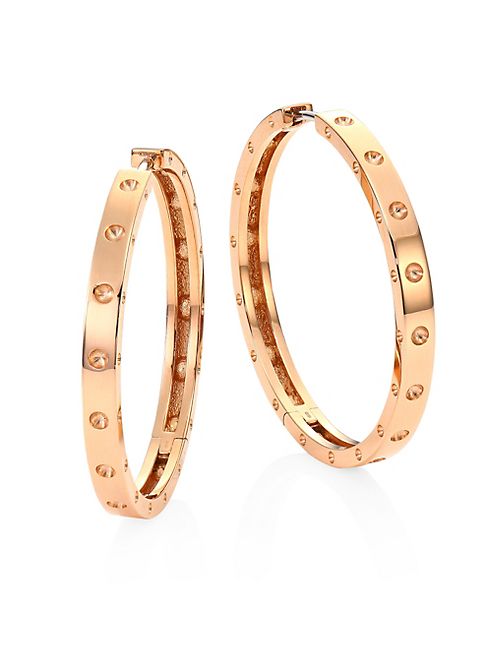 Roberto Coin - Symphony Pois Mois Large 18K Rose Gold Hoop Earrings/1.25