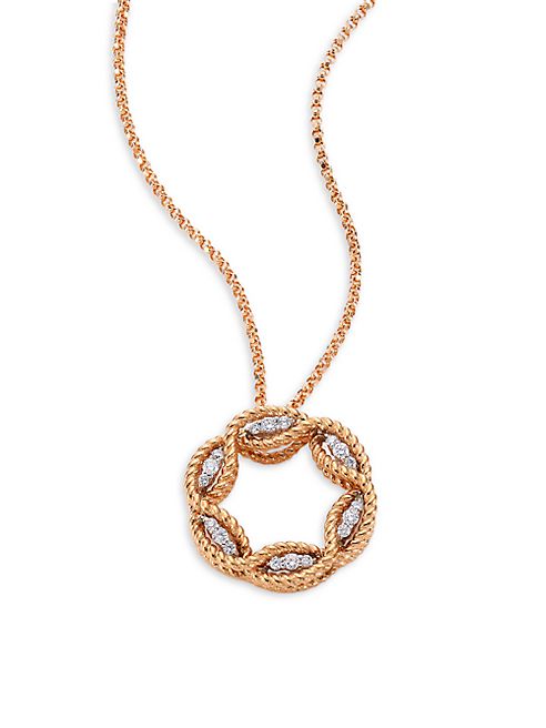 Roberto Coin - Barocco Diamond & 18K Rose Gold Pendant Necklace