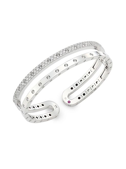 Roberto Coin - Symphony Pois Mois Diamond & 18K White Gold Double Bangle