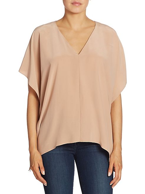 Alice + Olivia - Draped Square Silk Top