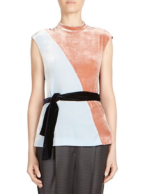 Cédric Charlier - Velvet Turtleneck Colorblock Top