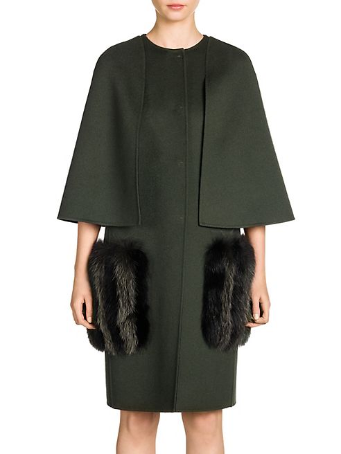 Fendi - Double-Face Wool & Fox Fur Pocket Cape