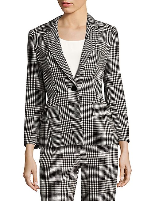 Escada - Three-Quarter Sleeve Glen Plaid Jacket