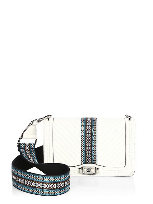 Rebecca Minkoff - Jacquard Love Guitar-Strap Leather Crossbody Bag