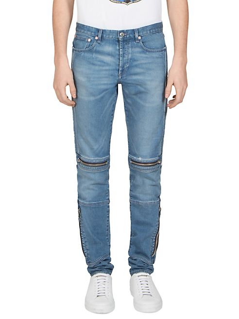 Givenchy - Slim-Fit Distressed Moto Jeans