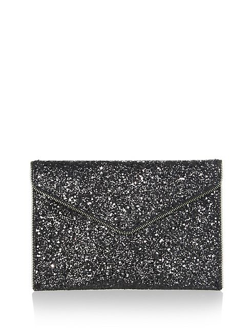 Rebecca Minkoff - Glitter Coated Leather Leo Clutch