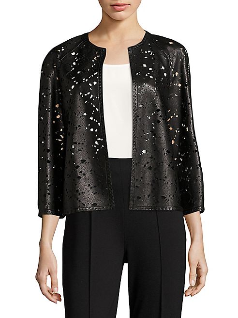 Escada - La Fleur Laser-Cut Leather Jacket