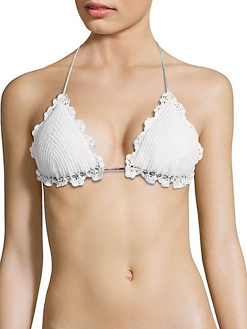 Zimmermann - Jasper Mismatched Crochet Frill Bikini Top