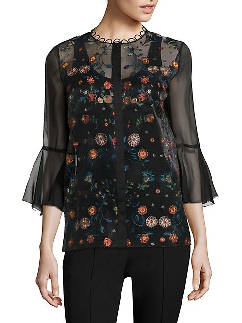 Elie Tahari - Rienna Embroidered Organza Blouse