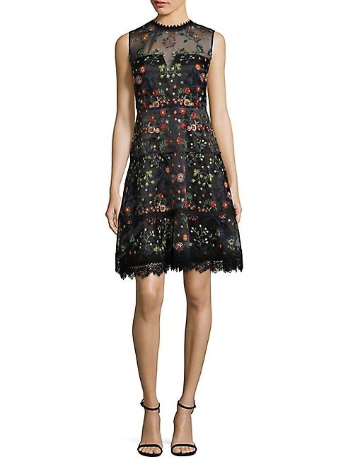 Elie Tahari - Maritza Embroidered Organza Dress