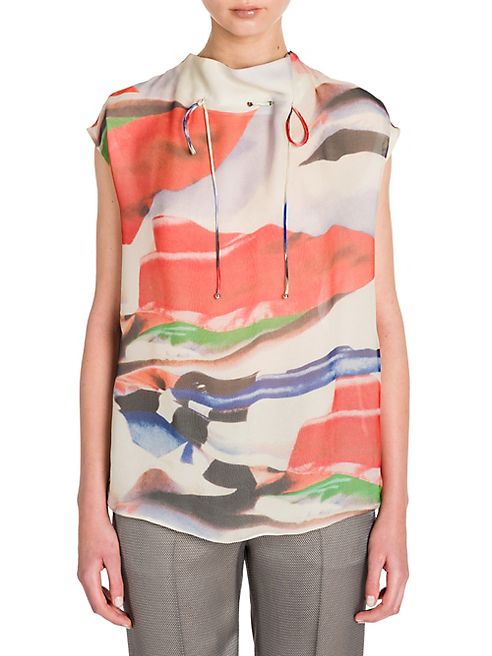 Giorgio Armani - Printed Silk Tie-Thru Blouse