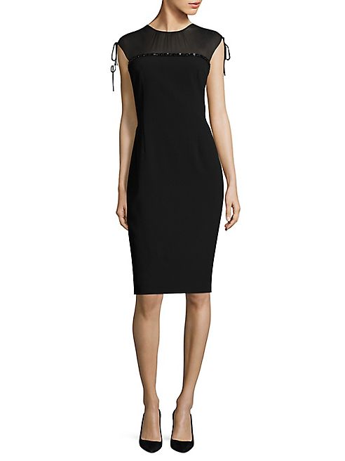 Escada - Dranina Jewel-Trim Illusion Sheath Dress