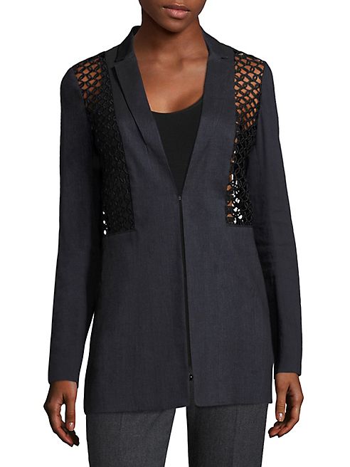 Elie Tahari - Becky Crochet & Faille Jacket