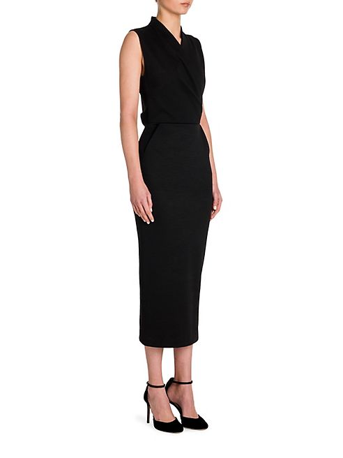 Giorgio Armani - Faux-Wrap Wool Midi Dress