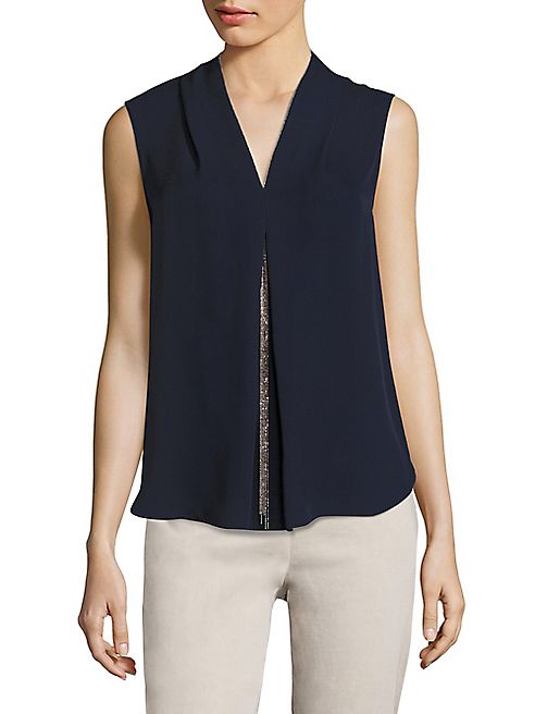 Elie Tahari - Nia Chain Detail Silk Blouse