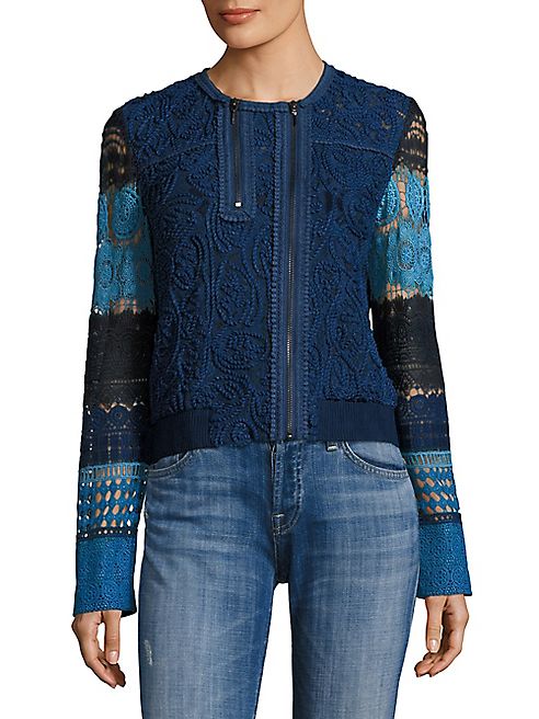 Elie Tahari - Suri Colorblock Lace Bomber Jacket