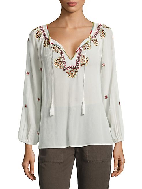 Joie - Guilene Embroidered Silk Georgette Blouse