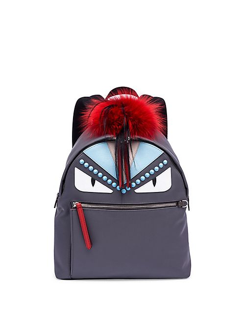 Fendi - Fur-Detail Studded Monster Backpack