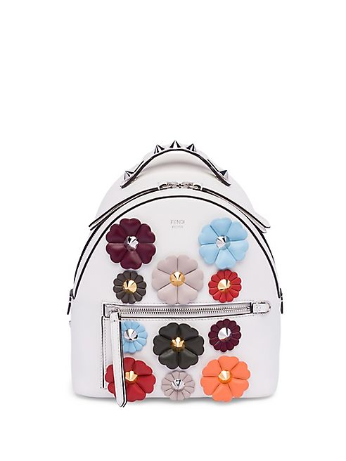 Fendi - Flower-Embellished Leather Backpack