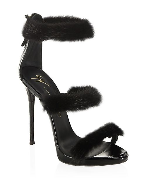 Giuseppe Zanotti - Triple Mink Fur Band Sandals