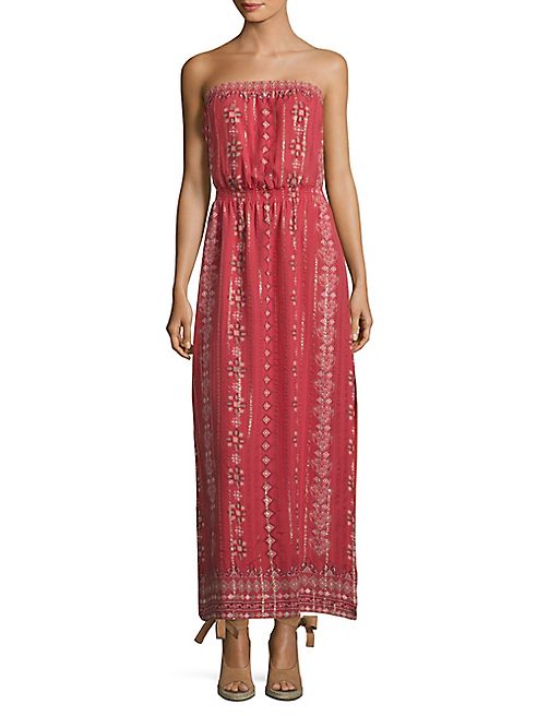 Joie - Mariele Metallic Silk Strapless Maxi Dress